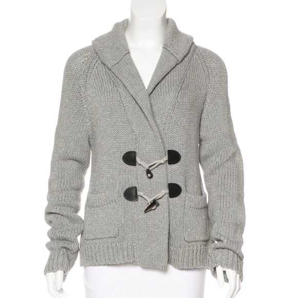 A.L.C. Sweaters - A.L.C. grey Knit Elbow-Leather Cardigan Sweater S